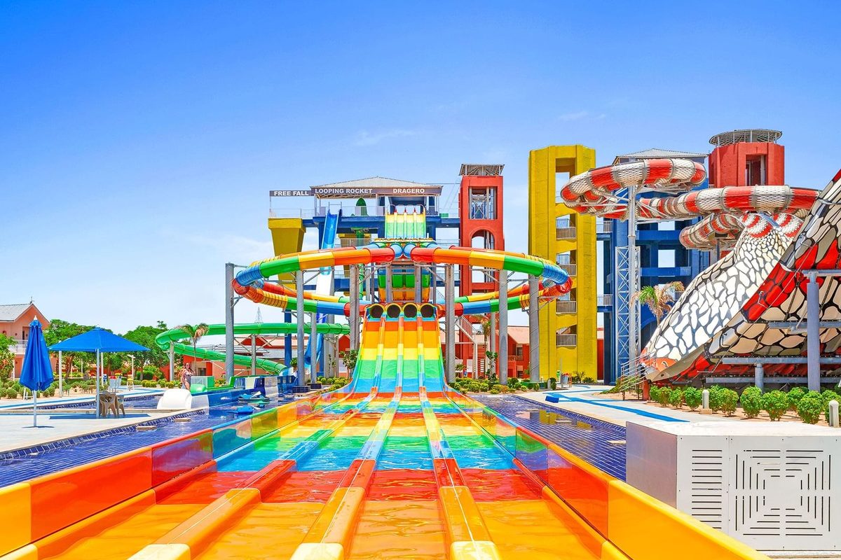 Its on-site aqua park — billed by the hotel as Egypt's largest, with 81 slides