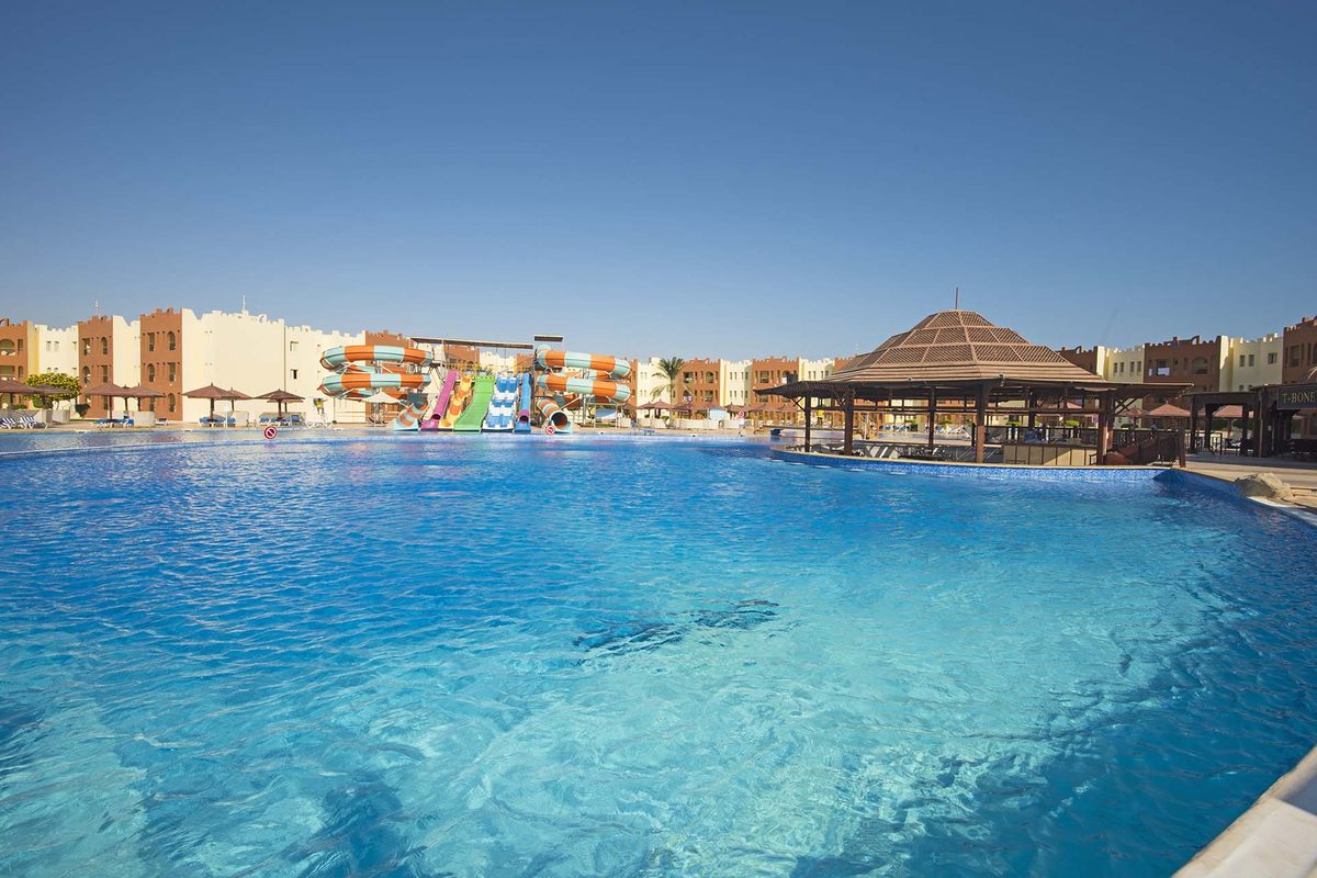 Its waterslide pool and children's pools